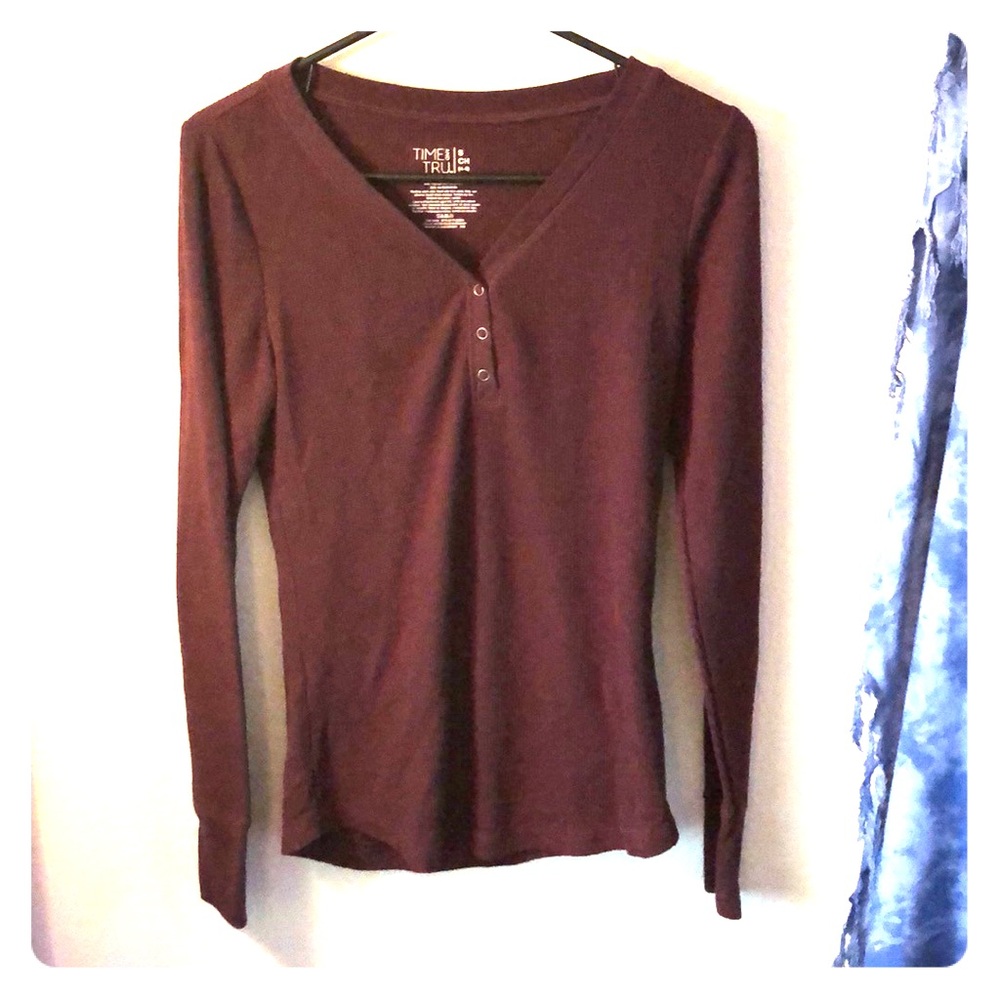 Burgundy Crimson Waffle Thermal Long Sleeve